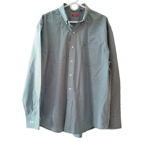 Men's IZOD XL Extra Large Long Sleeve Non-Iron Stretch‎ Button Down Shirt Green - Picture 2 of 12